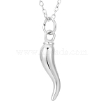 1Pc 304 Stainless Steel Horn of Plenty/Italian Horn Cornicello Pendant Cable Chain Necklaces for Women Men, Stainless Steel Color, 17.71 inch(45cm), 1.5mm(NJEW-LP0001-02)