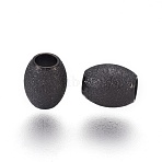 304 Stainless Steel Textured Beads Ion Plating(IP), Oval, Electrophoresis Black, 6x5mm, Hole: 2.3mm(STAS-E455-06B-5x6)