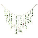 Cotton & Wooden Beads Pendant Decorations, with Shell, for Home Wall Hanging Decorations, Green, 1410x540mm(HJEW-WH20004-14A)