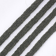 Soft Faux Mink Fur Cords, Nylon Cord, Dark Olive Green, 9~10mm, about 110yards/bundle(OCOR-S115-01D)