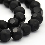 Frosted Glass Round Bead Strands, Black, 10mm, Hole: 1mm, about 38~40pcs/strand, 14.5 inch(X-GLAA-L002-01-10mm)