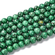 Natural Marble Beads Strands, Round, Dyed & Heated, Green, 6mm, Hole: 1mm, about 62pcs/strand, 15 inch(38cm)(G-K211-6mm-H)