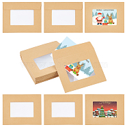 PandaHall Elite 24Pcs Kraft Paper Envelope, with Clear Window, Rectangle, Wheat, 100x100x0.5mm(DIY-PH0008-59)