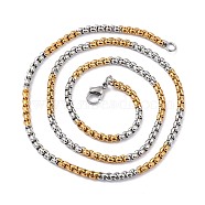304 Stainless Steel Box Chain Necklaces, with Lobster Claw Clasps, Golden & Stainless Steel Color, 21.65 inch(55cm), 3.5mm(NJEW-F227-09G-13-A)