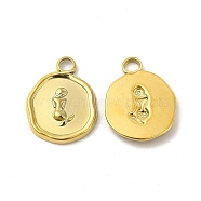 Ion Plating(IP) 304 Stainless Steel Pendants, Flat Round with Mermaid Charm, Real 18K Gold Plated, 16x13x2mm, Hole: 2mm(STAS-I671-32G)