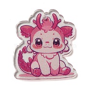 Acrylic Pendants, Cartoon Dragon, Deep Pink, 37.5x31x2mm, Hole: 2mm(OACR-O007-07A)