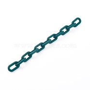 Handmade Rubberized Style Acrylic Cable Chains, Teal, Links: 20x11x3.5mm, 39.37 inch(1m)/strand(AJEW-JB00868-03)