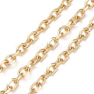 Oval Oxidation Aluminum Cable Chains, Unwelded, Golden, Link: 9x7.5x2mm, about 30 yards/roll(CHA-K003-05G)