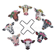 DIY 8Pcs Cow Coasters Diamond Art Painting Kit with Holder, for Adults Kids Beginners, Mixed Color, 100x100mm(PW-WGDE775-01)