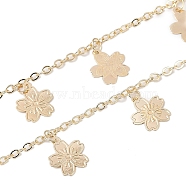 Handmade Brass Flower Chains, for Necklaces Bracelets Making, Long-Lasting Plated, Soldered, with Spool, Light Gold, 2x2x0.5mm, about 16.40 Feet(5m)/Roll(CHC-Z001-13KCG)