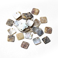 Natural Akoya Shell Rhombus Charms, Mother of Pearl Shell, Seashell Color, 12.5~13x12.5~13x1mm, Hole: 1.4mm(BSHE-Z003-29A)
