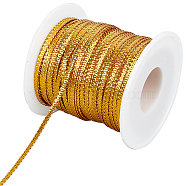 Gorgecraft 100M Nylon Braided Ribbon, Clothes Accessories, Flat, Gold, 1/8 inch(3mm), about 109.36 Yards(100m)/Roll(OCOR-GF003-05A)