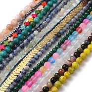 3 Strands Natural & Synthetic Mixed Gemstone Beads Strands, Round & Cross & Oval, Mixed Shapes, Mixed Dyed and Undyed, 2~11.5x2~11.5mm, Hole: 0.3~0.8mm, about 33~209pcs/strand, 14.41~16.30 inch(36.6~41.4cm)(G-XCP0001-04)