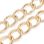 Aluminum Curb Chains, Twist Link Chains, Unwelded, Light Gold, 45x34x6mm(CHA-N003-01KCG)