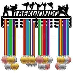 Fashion Iron Medal Hanger Holder Display Wall Rack, with Screws, Taekwondo Pattern, 146x400mm, Hole: 5mm(ODIS-WH0037-107)