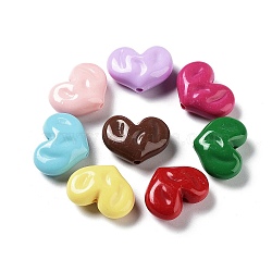 Opaque Acrylic Beads, Heart, Mixed Color, 18x24x10mm, Hole: 2.5mm(X-OACR-Z013-33)
