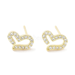 Brass Micro Pave Clear Cubic Zirconia Studs Earring for Women, Heart, Real 18K Gold Plated, 7x9.5mm(EJEW-S217-A10)