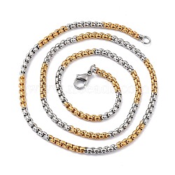 304 Stainless Steel Box Chain Necklaces, with Lobster Claw Clasps, Golden & Stainless Steel Color, 21.65 inch(55cm), 3.5mm(NJEW-F227-09G-13-A)
