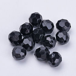 Transparent Acrylic Beads, Faceted, Round, Black, 8x7mm, Hole: 1.5mm, about 1810pcs/500g(TACR-Q257-8mm-V72)
