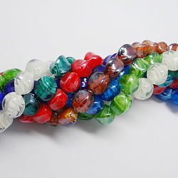 Handmade Lampwork Beads, Pearlized, Mixed Color, 16x12x12mm, hole: 2mm(LAMP-R541-M)