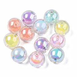 Transparent Acrylic Beads, Bead in Bead, Round, AB Color, Mixed Color, 11mm, Hole: 2mm, about 500pcs/500g(TACR-S135-003)