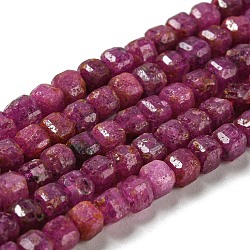 Natural Ruby Beads Strands, Faceted, Cube, 3x3x3mm, Hole: 0.6mm, about 170pcs/strand, 15.16''(38.5cm)(G-P457-B01-36B)