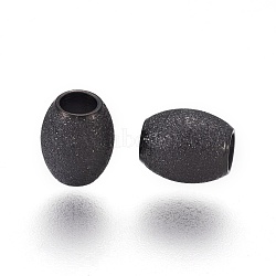 304 Stainless Steel Textured Beads Ion Plating(IP), Oval, Electrophoresis Black, 6x5mm, Hole: 2.3mm(STAS-E455-06B-5x6)