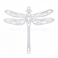 201 Stainless Steel Connector Charms, Dragonfly Links, Stainless Steel Color, 64x67x0.3mm, Hole: 2.5mm(STAS-N103-210P)