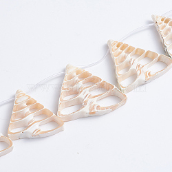 Natural Trochid Shell/Trochus Shell Beads Strands, Top Drilled Beads, Triangle, 37~63x38~56x7~8mm, Hole: 0.5mm, about 8pcs/strand, 13.98 inch(35.5cm)(SSHEL-L016-16)