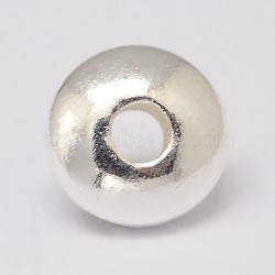 925 Sterling Silver Spacer Beads, Disc, Silver, 4x2mm, Hole: 1mm(STER-K021-03S-4mm)