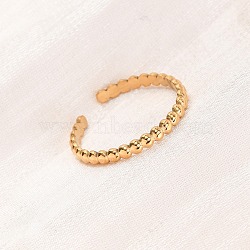 304 Stainless Steel Open Cuff Rings for Women, Ion Plating(IP), Real 18K Gold Plated, 2.3mm, Inner Diameter: 18.6mm(RJEW-K309-11A-G)