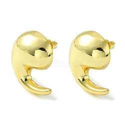 Brass Stud Earrings, Teardrop, Real 16K Gold Plated, 25x21mm(EJEW-K267-02G)