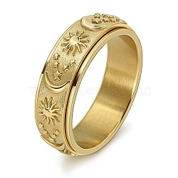 Stainless Steel Rotating Ring, for Men and Women, Golden, US Size 10, 8mm, Inner Diameter: 19.8mm(PW-WG84079-13)