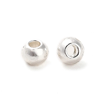 Alloy Beads, Long-Lasting Plated, Round, Silver, 3x2.5mm, Hole: 1.2mm