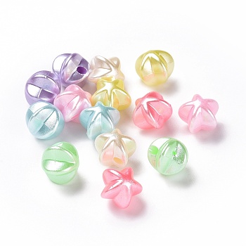 Imitation Pearl Acrylic Beads, Star, Mixed Color, 11x11.5x10mm, Hole: 2.5x2.2mm, about 1020pcs/500g