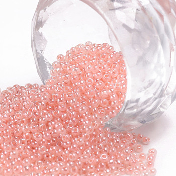 12/0 Grade A Round Glass Seed Beads, Ceylon, Light Coral, 2x1.5mm, Hole: 0.7mm, about 5388pcs/50g