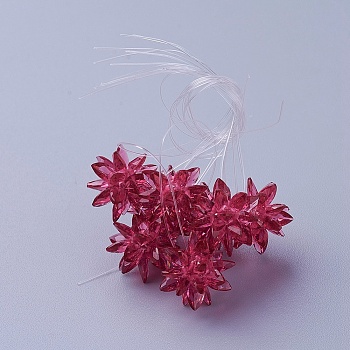 Glass Woven Beads, Flower/Sparkler, Made of Horse Eye Charms, Medium Violet Red, 13mm