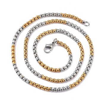 304 Stainless Steel Box Chain Necklaces, with Lobster Claw Clasps, Golden & Stainless Steel Color, 21.65 inch(55cm), 3.5mm