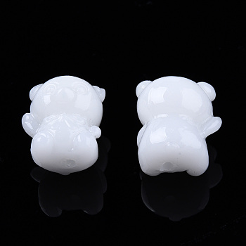 Synthetic Coral Beads, Dyed, Imitation Jade, Bear, Creamy White, 13.5x12x10mm, Hole: 1.2mm