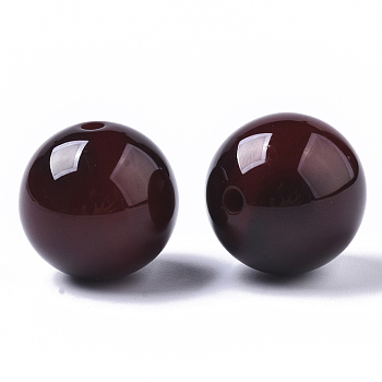 Resin Beads, Imitation Gemstone, Round, Coconut Brown, 20mm, Hole: 2mm