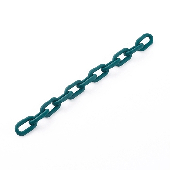 Handmade Rubberized Style Acrylic Cable Chains, Teal, Links: 20x11x3.5mm, 39.37 inch(1m)/strand