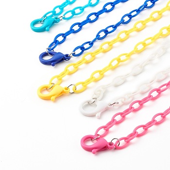 ABS Plastic Cable Chain Necklaces, with Lobster Claw Clasps, Mixed Color, 16.93 inch(43cm)