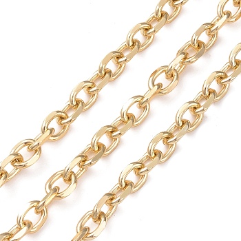 Oval Oxidation Aluminum Cable Chains, Unwelded, Golden, Link: 9x7.5x2mm, about 30 yards/roll