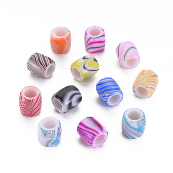 Opaque Acrylic European Beads, Large Hole Beads, Column, Mixed Color, 11.5x12mm, Hole: 6.5mm, about 575pcs/500g