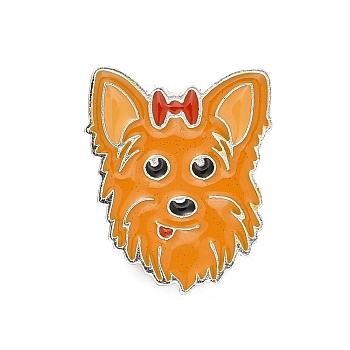 Dog Enamel Pin with Brass Butterfly Clutches, Alloy Badge for Backpack Clothing, Yorkshire Terrier, 24.5x20.5x10mm, Pin: 1.1mm