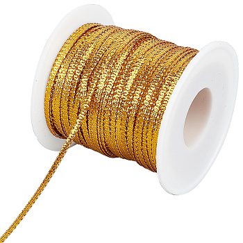 100M Nylon Braided Ribbon, Clothes Accessories, Flat, Gold, 1/8 inch(3mm), about 109.36 Yards(100m)/Roll