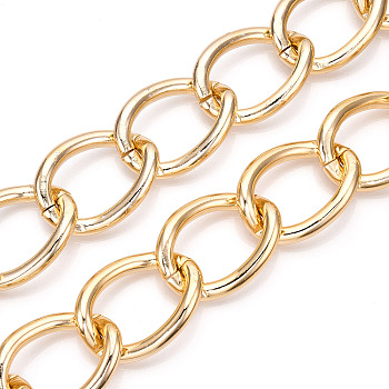 Aluminum Curb Chains, Twist Link Chains, Unwelded, Light Gold, 45x34x6mm