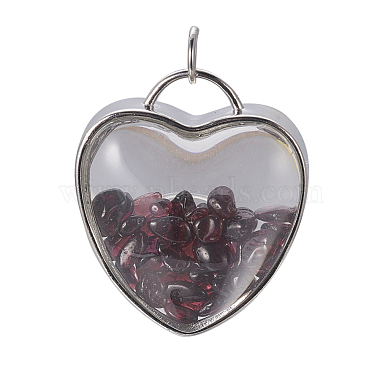 Platinum Heart Garnet Pendants