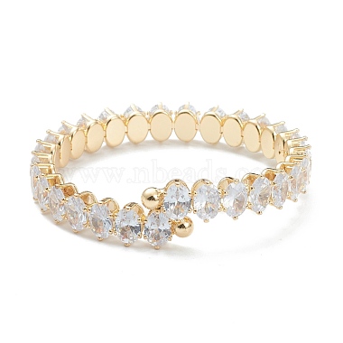 Brass Micro Pave Clear Cubic Zirconia Bangles(BJEW-A116-04G-A)-2