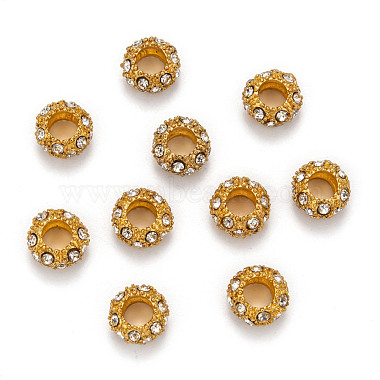 11mm Clear Rondelle Alloy + Glass Rhinestone Beads
